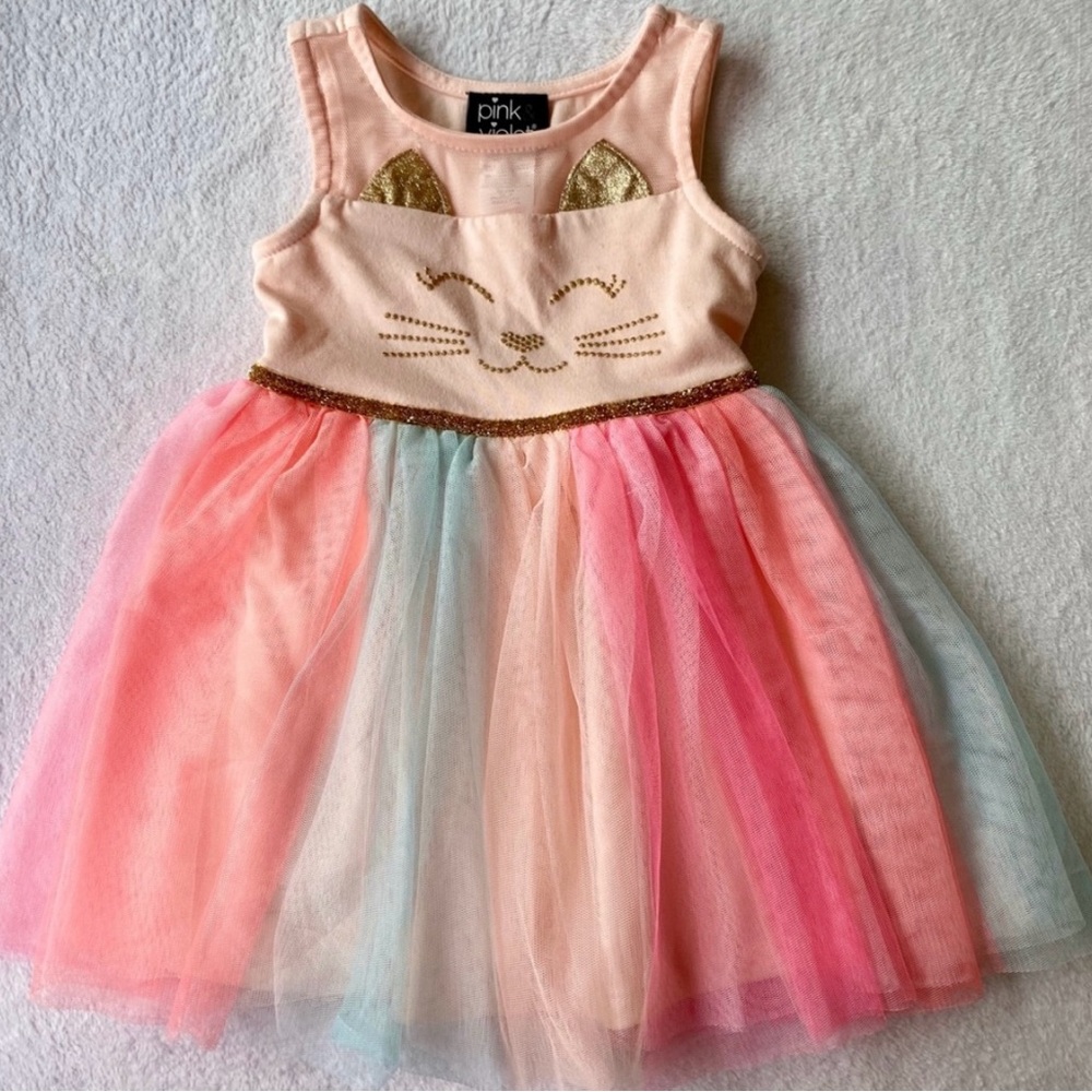 Pink & Violet Adorable Kitty Dress